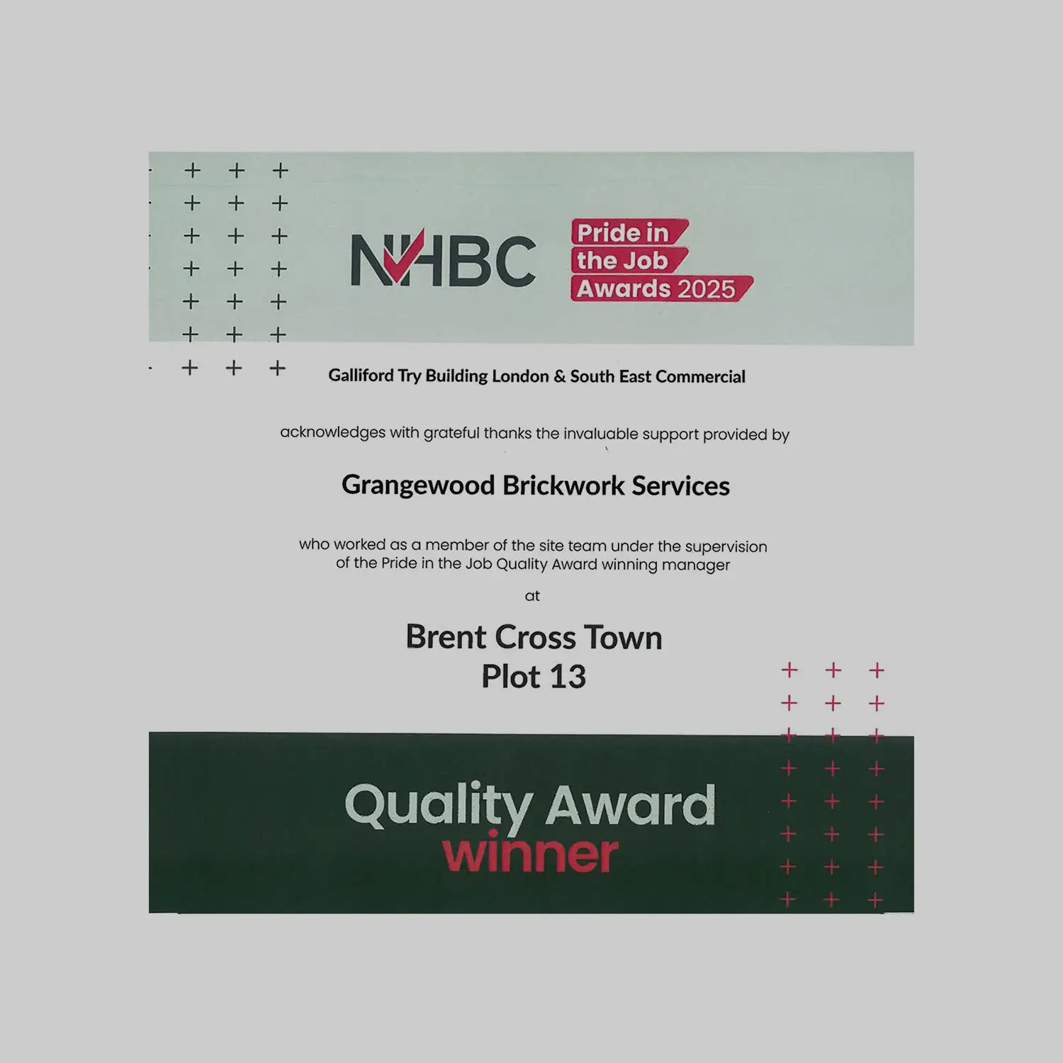 NHBC Quality Award Sqaure with Overlay 1180